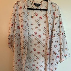 Polk-a-dot floral print “kimono”